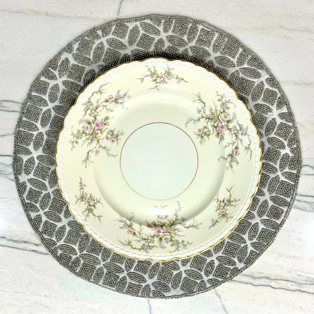 Pottery Barn Round Beaded Placemat Holiday Bling Elegant Party